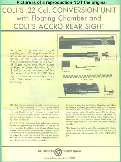 Colt 1911 .22 Conversion 1972  Instr Manual Repro-img-0